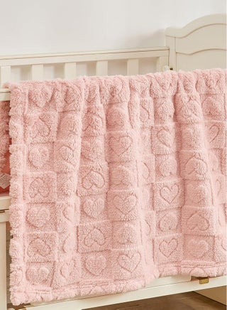 Baby Blanket Heart Checkered Blanket, Ultra Soft Cozy Baby Blankets for Girls Boys, Fluffy Infant Toddler Newborn Receiving Blankets for Crib Stroller 76*100cm (Light Pink) - view 2