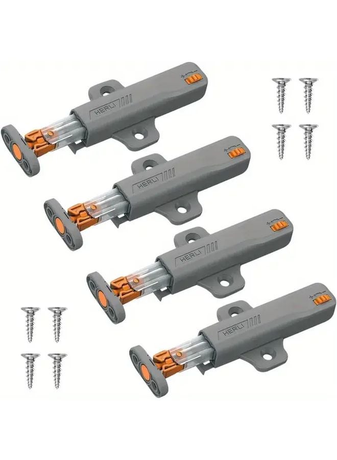 4pcs Heavy Duty Gray Cabinet Door Lock Retainer Press To Lock Anti Slam Safety Catch - Image 1