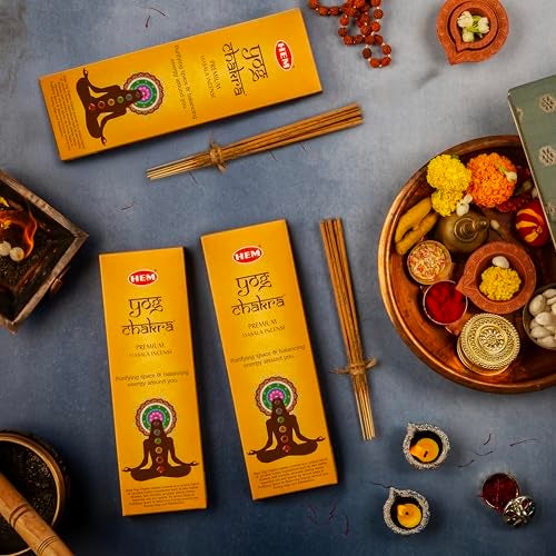 Hem YOG Chakra Incense Sticks – Pack of 3 (50g Each) | Premium Masala Agarbatti for Meditation, Pooja, and Home Fragrance | Long-Lasting Aroma | Natural Incense for Stress Relief & Spiritual Vibes - Image 3