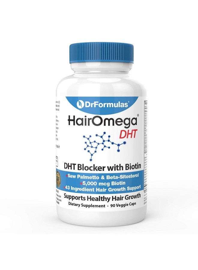 DrFormulas دكتور فورمولا DHT بلوكر للرجال والنساء | هير أوميغا مكملات نمو الشعر المتقدمة مع البيوتين 5000 ميكروغرام | فيتامينات تساقط الشعر، 45 يومًا من الإمدادات - Image 1