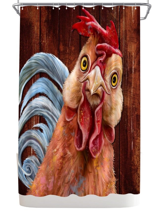 WELMECO Rooster Shower Curtain Farm Animal Shower Curtain Country Bathroom Decor Polyester Fabric, 72x72inch (Red Brown) - Image 5