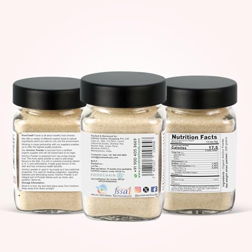 Pure Tree Certified Organic Amchur Powder | 200 g | Glass Jar | Dry Mango Powder | Amchoor Powder For Chutney, Pickle, and Fruit Salad - Image 2