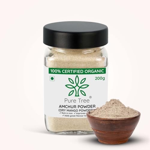Pure Tree Certified Organic Amchur Powder | 200 g | Glass Jar | Dry Mango Powder | Amchoor Powder For Chutney, Pickle, and Fruit Salad - Image 1