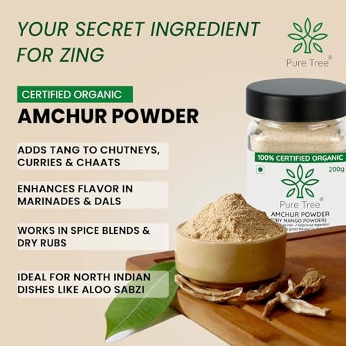 Pure Tree Certified Organic Amchur Powder | 200 g | Glass Jar | Dry Mango Powder | Amchoor Powder For Chutney, Pickle, and Fruit Salad - Image 4