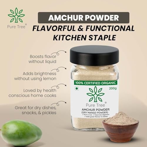 Pure Tree Certified Organic Amchur Powder | 200 g | Glass Jar | Dry Mango Powder | Amchoor Powder For Chutney, Pickle, and Fruit Salad - Image 5