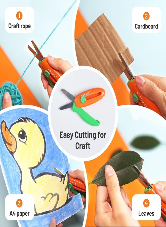 YPlus Safety Scissors for All Purpose, Portable Retractable Small Scissors for Office School Kids - Orange - Image 4