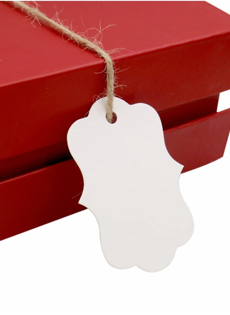 Excefore White Paper Blank Gift Tags Double Sided Blank Favor Tags with Twine Personalized Price Waved Craft Hang Tags for Gift Wrapping Wedding,Birthday Party 200Pcs  - Image 4