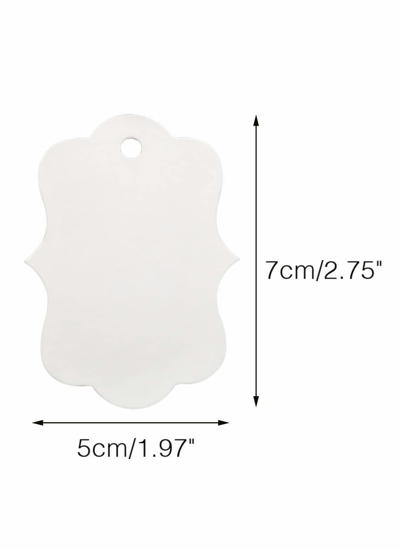 Excefore White Paper Blank Gift Tags Double Sided Blank Favor Tags with Twine Personalized Price Waved Craft Hang Tags for Gift Wrapping Wedding,Birthday Party 200Pcs  - Image 5