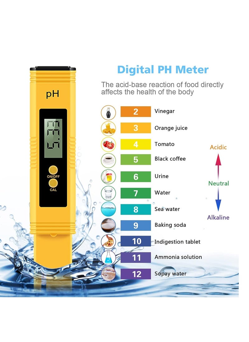 Portable PH Meters Pen, Digital PH Meter Digital PH Test Pen with 0-14 PH Measurement Range, for Household Drinking, Hydroponics, Pool and Aquarium