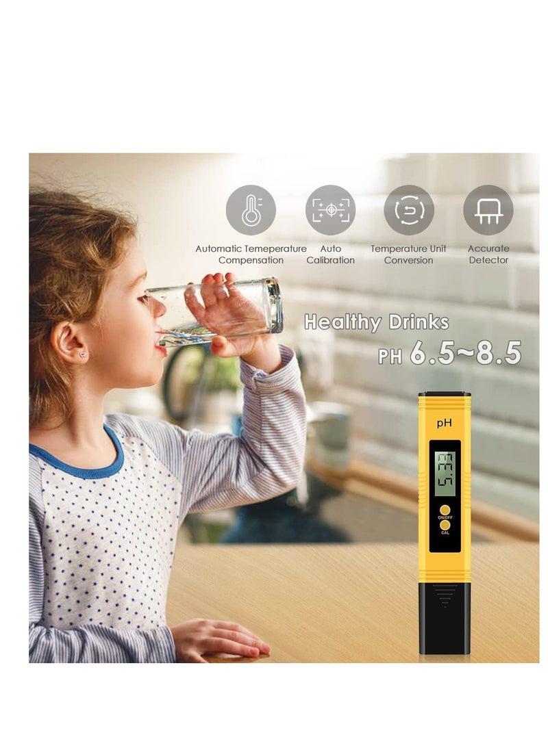 Portable PH Meters Pen, Digital PH Meter Digital PH Test Pen with 0-14 PH Measurement Range, for Household Drinking, Hydroponics, Pool and Aquarium