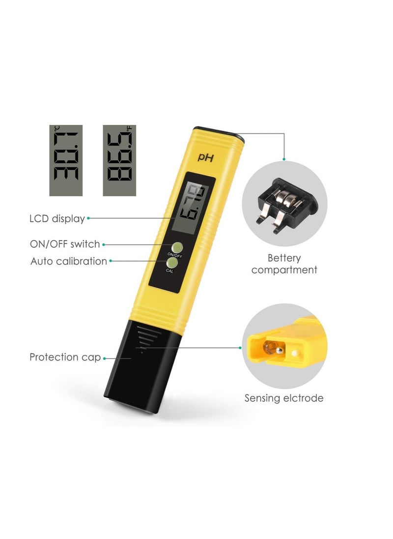 Portable PH Meters Pen, Digital PH Meter Digital PH Test Pen with 0-14 PH Measurement Range, for Household Drinking, Hydroponics, Pool and Aquarium