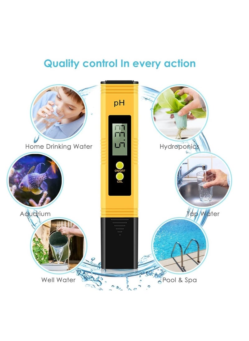 Portable PH Meters Pen, Digital PH Meter Digital PH Test Pen with 0-14 PH Measurement Range, for Household Drinking, Hydroponics, Pool and Aquarium