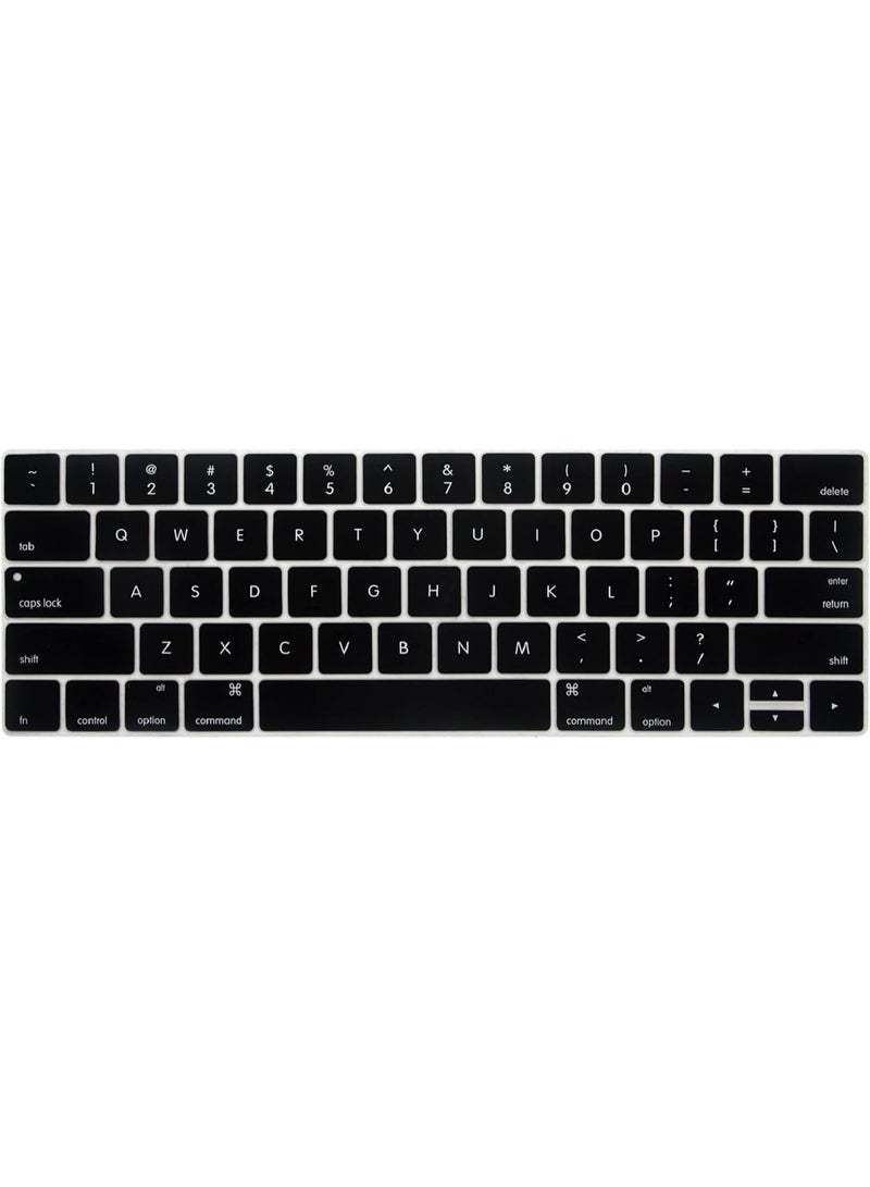 Mufaens US Layout English language Silicone Keyboard Cover Compatible with MacBook Pro 13"/15" with Touch Bar - Models:-A1706/A1707/A1989/A1990/A2159 | Release 2016-2019" Black - Image 1