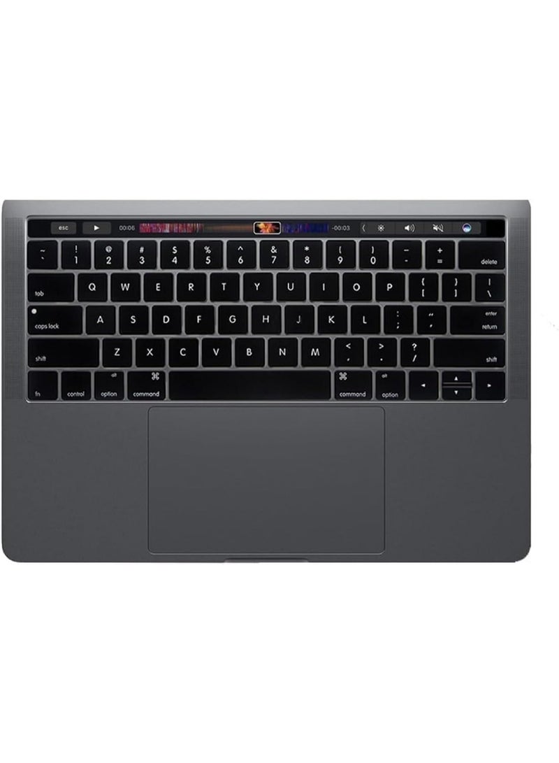 Mufaens US Layout English language Silicone Keyboard Cover Compatible with MacBook Pro 13"/15" with Touch Bar - Models:-A1706/A1707/A1989/A1990/A2159 | Release 2016-2019" Black - Image 3