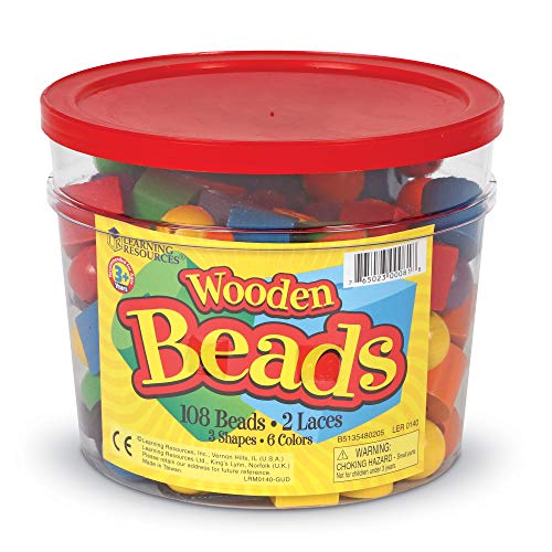 Learning Resources Beads in a Bucket, Set of 110, Ages 3+, Lacing Beads, Fine Motor Skills,Back to School Supplies,Teacher Supplies for Classroom - Image 1