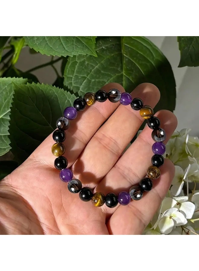 Goolsky 1pc/Protection Bracelet Boho Natural Tiger Eye Stone Beaded Bracelet for Men Women Jewelry Gift - Image 4