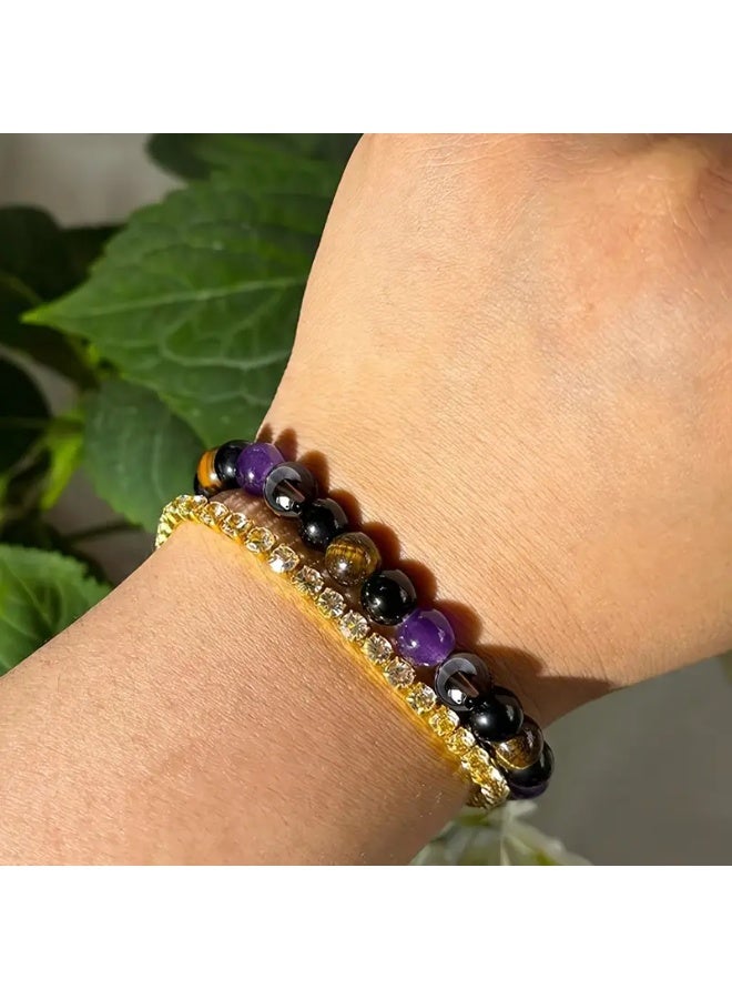 Goolsky 1pc/Protection Bracelet Boho Natural Tiger Eye Stone Beaded Bracelet for Men Women Jewelry Gift - Image 5