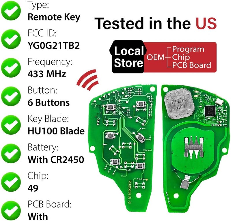 Keylessbest جهاز التحكم عن بُعد البديل Keylessbest لسيارات شيفروليه سوبربان وتاهو 2020-2025 - 6 أزرار 433MHz - Image 4