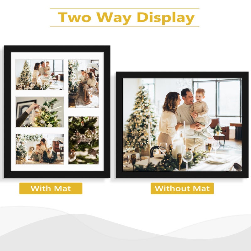 Golden State Art, 11x14 Black Wooden Frame with White Mat - Displays Five 4x6 Photos - Real Glass, Sawtooth Hangers, Flexible Metal Tabs - Wall Mounting, Landscape, Portrait - Image 4