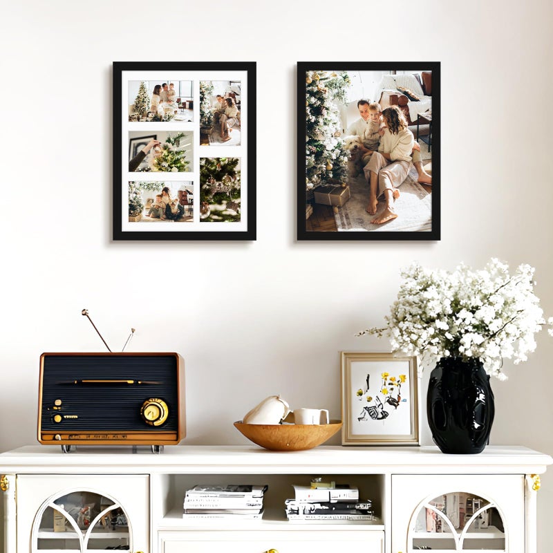 Golden State Art, 11x14 Black Wooden Frame with White Mat - Displays Five 4x6 Photos - Real Glass, Sawtooth Hangers, Flexible Metal Tabs - Wall Mounting, Landscape, Portrait - Image 2