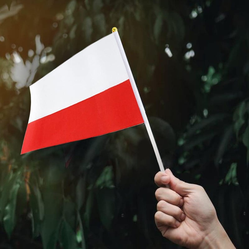 mflagperft Poland Flag Polish Flag, Small Mini Handheld Poland Flags on Stick, Ideal for Party Parades Sports Events Patriotic Festival Decorations - Image 5