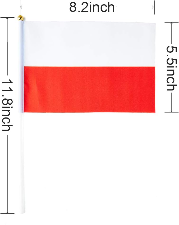 mflagperft Poland Flag Polish Flag, Small Mini Handheld Poland Flags on Stick, Ideal for Party Parades Sports Events Patriotic Festival Decorations - Image 2