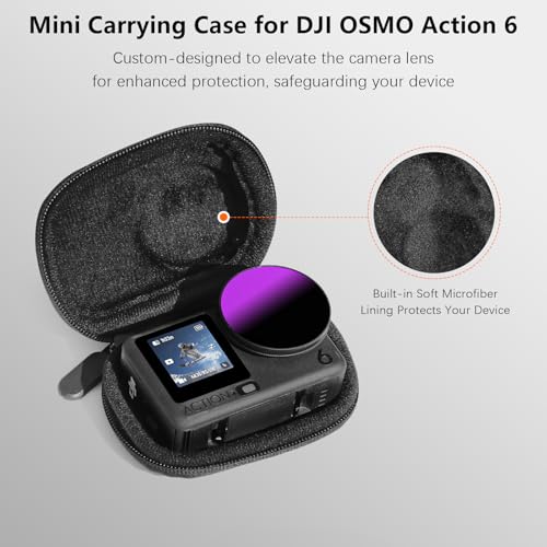 AMAZEAR Carry Case for DJI OSMO Action 6 Accessories, Action6 Portable and Compact Travel Bag Hard Leather Case with Soft Inner for Protection, Organization, and Storage, Black - Image 2