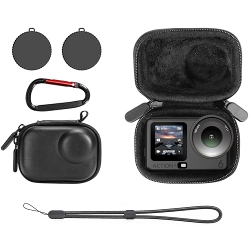 AMAZEAR Carry Case for DJI OSMO Action 6 Accessories, Action6 Portable and Compact Travel Bag Hard Leather Case with Soft Inner for Protection, Organization, and Storage, Black - Image 1