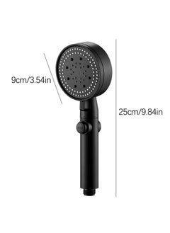 Spaceshoop Handheld Adjustable Shower Head High Pressure Water Saver with Inner Fan, Five Modes, Elegant Black Color, Bathroom Shower Head, Switch Button on/off  - Image 2