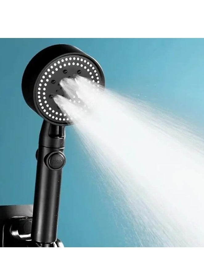 Spaceshoop - Handheld Adjustable Shower Head High Pressure Water Saver with Inner Fan, Five Modes, Elegant Black Color, Bathroom Shower Head, Switch Button on/off - Image 1