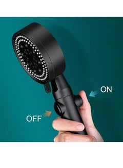 Spaceshoop Handheld Adjustable Shower Head High Pressure Water Saver with Inner Fan, Five Modes, Elegant Black Color, Bathroom Shower Head, Switch Button on/off  - Image 5