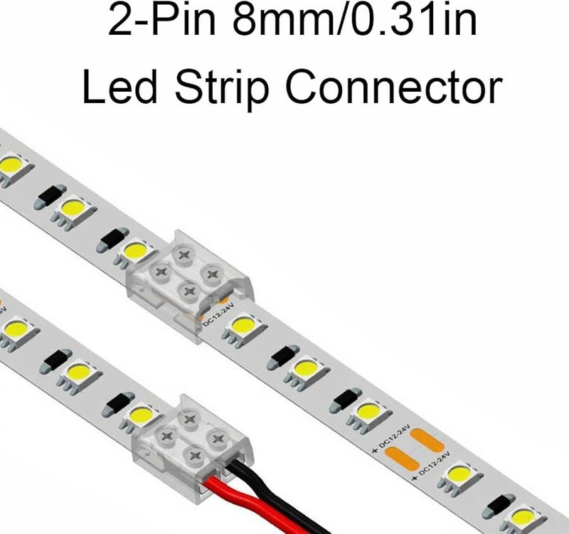 12 Pcs Solderless LED Strip Light Connectors 2 Pin 8mm Strip to Wire for COB SMD Single Color - Image 4
