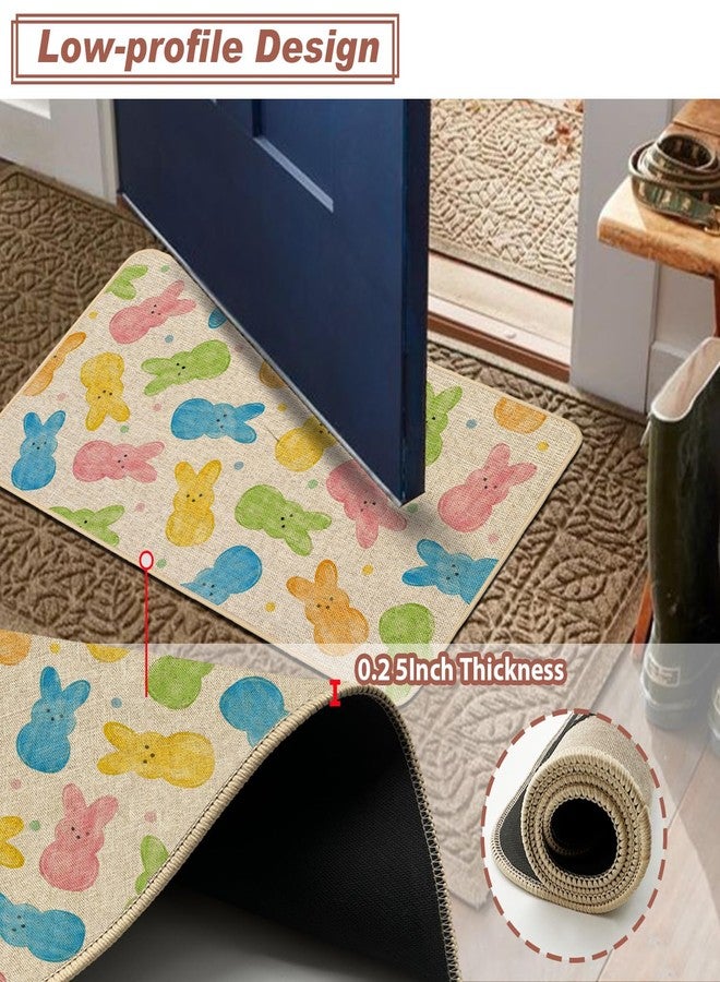 Baccessor Easter Bunny Peeps Door Mat Colorful Cute Rabbit Decorative Front Welcome Doormat 17x29 Inch Indoor Outdoor Door Mats Non Slip Rubber Backing Seasonal Entryway Floor Decoration - Image 4