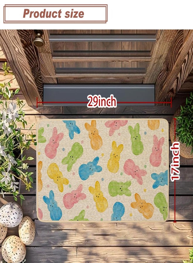Baccessor Easter Bunny Peeps Door Mat Colorful Cute Rabbit Decorative Front Welcome Doormat 17x29 Inch Indoor Outdoor Door Mats Non Slip Rubber Backing Seasonal Entryway Floor Decoration - Image 3