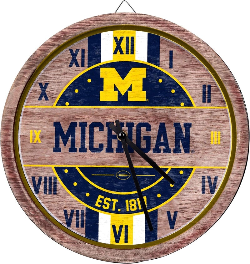 NCAA Wooden Barrel Wall Clock