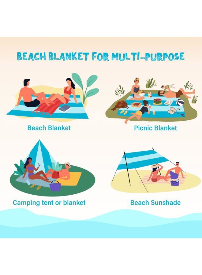 Aroveea Beach Blanket 4-7 Adult Oversized 78″×81 ″Lightweight Waterproof Sandproof Beach Blanket Large Picnic Mat Beach Blanket for Beach Travel Camping Hiking Picnic - Image 4