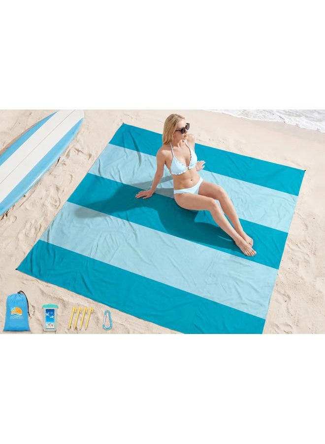 Aroveea Beach Blanket 4-7 Adult Oversized 78″×81 ″Lightweight Waterproof Sandproof Beach Blanket Large Picnic Mat Beach Blanket for Beach Travel Camping Hiking Picnic - Image 1