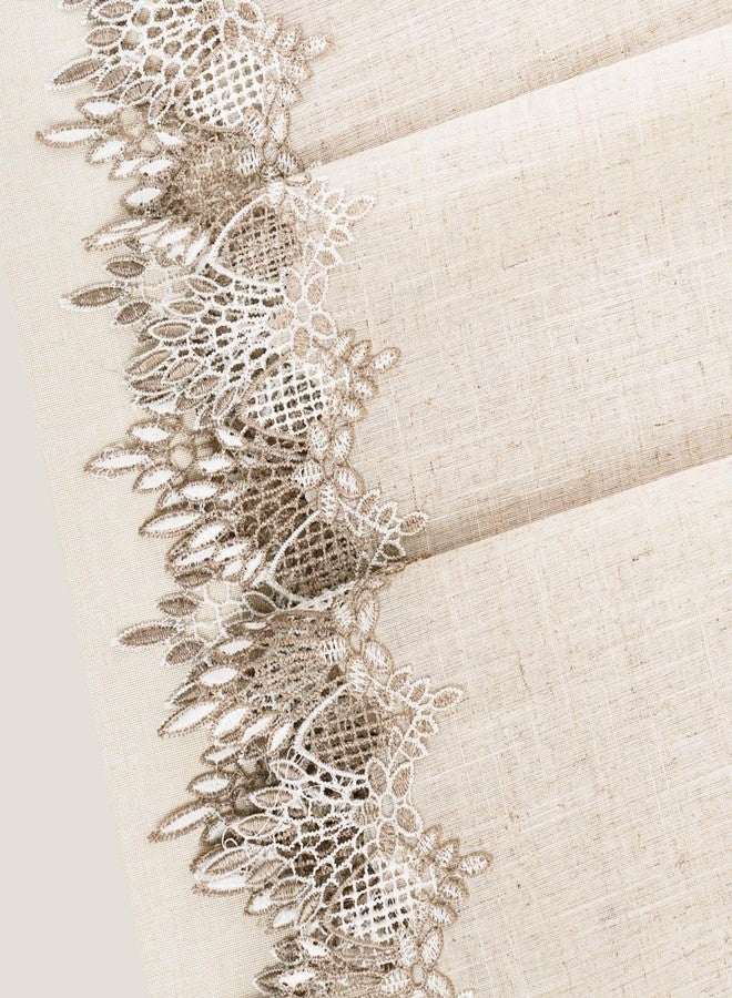Phantomon Neutral Linen Table Runner 72 Inches Beige Embroidered Runner Lace Centerpiece for Dresser Tops, Dining Tables, Coffe Table and Home Decorations for Farmerhouse (Beige, 16 X 72 Inch) - Image 3