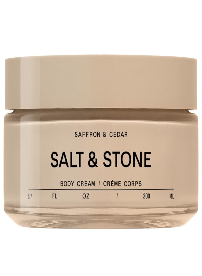 Salt & Stone Body Cream - Saffron & Cedar | Hydrating Formula with Seaweed Extracts, Spirulina & Squalane | Deep Hydration, Skin Barrier Support & Healthy Glow | for all Skin Types (6.7 fl oz) - Image 1