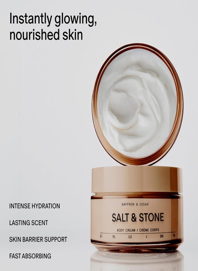 Salt & Stone Body Cream - Saffron & Cedar | Hydrating Formula with Seaweed Extracts, Spirulina & Squalane | Deep Hydration, Skin Barrier Support & Healthy Glow | for all Skin Types (6.7 fl oz) - Image 2