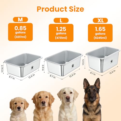 URPOWER 2 Pack 1.25 Gallon Large Dog Water Bowl, Thickened Stainless Steel Dog Water & Food Bowls with Non-Slip Mat, Spill-Proof Metal Pet Bowl Set for Medium, Large, X-Large Dogs, Indoor/Outdoor Use - Image 2