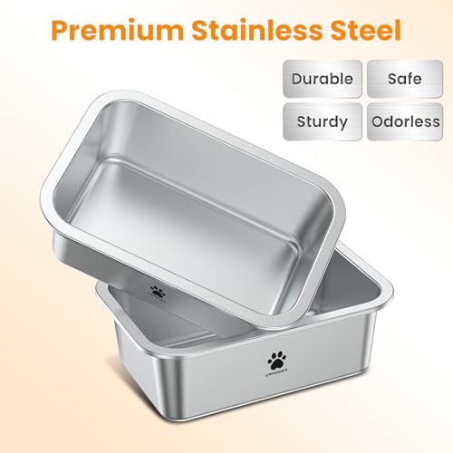 URPOWER 2 Pack 1.25 Gallon Large Dog Water Bowl, Thickened Stainless Steel Dog Water & Food Bowls with Non-Slip Mat, Spill-Proof Metal Pet Bowl Set for Medium, Large, X-Large Dogs, Indoor/Outdoor Use - Image 4