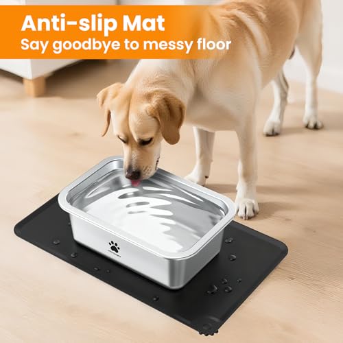 URPOWER 2 Pack 1.25 Gallon Large Dog Water Bowl, Thickened Stainless Steel Dog Water & Food Bowls with Non-Slip Mat, Spill-Proof Metal Pet Bowl Set for Medium, Large, X-Large Dogs, Indoor/Outdoor Use - Image 3