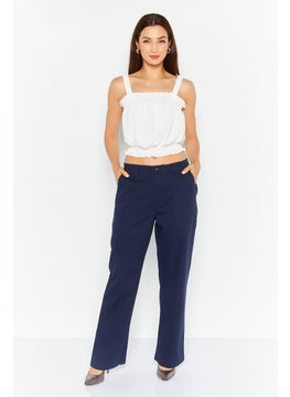 Esprit x Rest and Recreation Women Regular Fit Plain Chino Pants, Navy  - Image 2