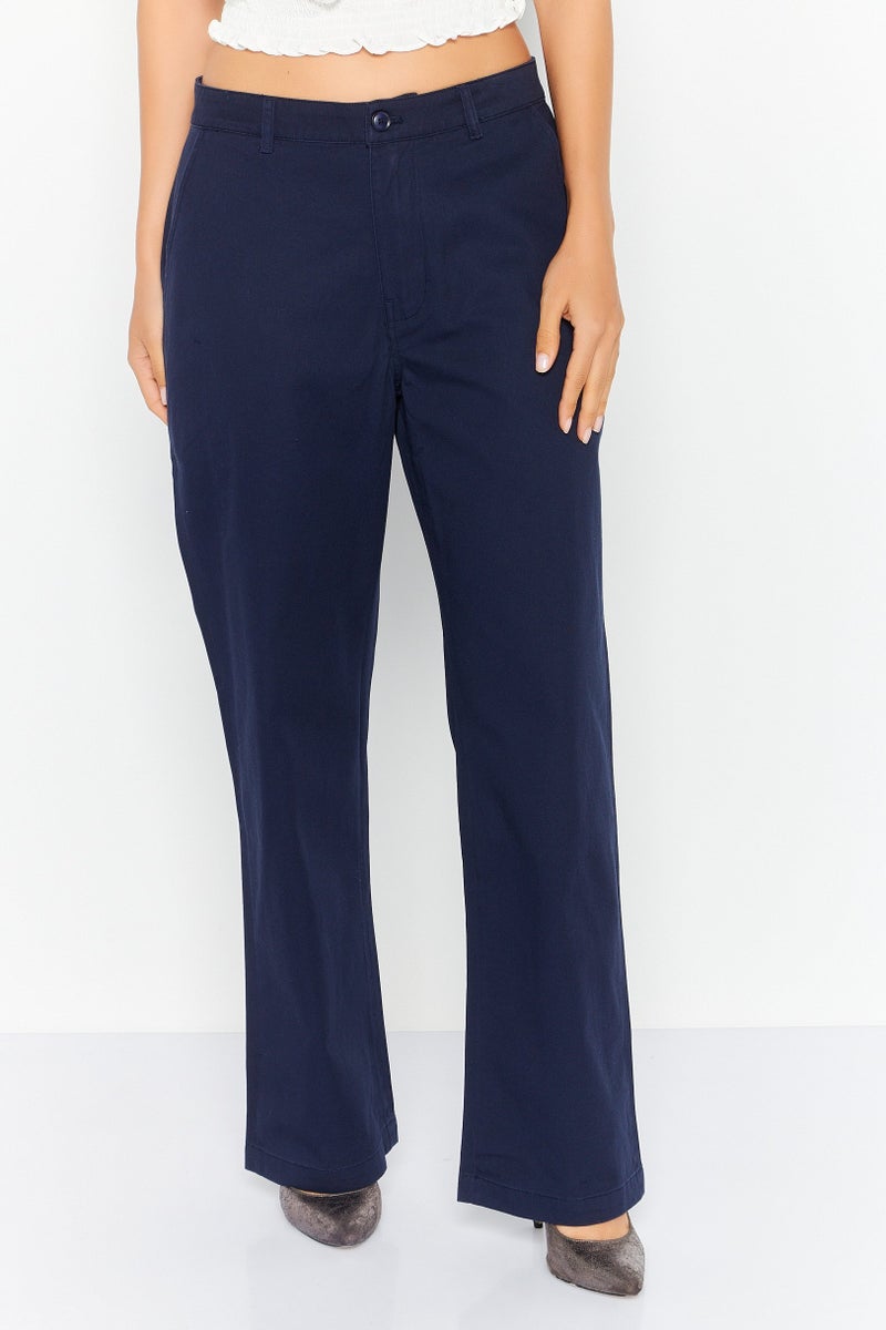 Esprit x Rest and Recreation Women Regular Fit Plain Chino Pants, Navy - Image 1
