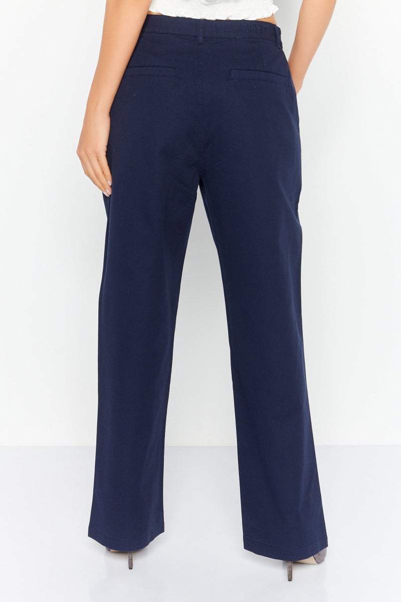 Esprit x Rest and Recreation Women Regular Fit Plain Chino Pants, Navy - Image 4