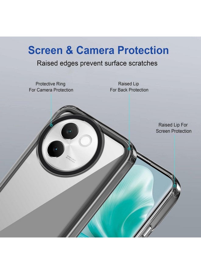 ZAPCASE غطاء خلفي Zapcase لهاتف Vivo V30e 5G | متوافق مع غطاء خلفي Vivo V30e 5G | غطاء مع حماية الكاميرا | (TPU + PC | أسود شفاف) - Image 4