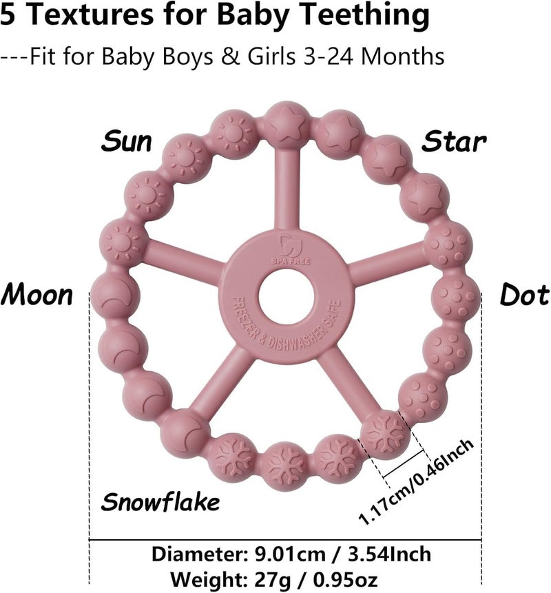 KIDSZONE Silicone Ring Teether for Babies BPA Free Food Grade Easy to Grasp Freezer Dishwasher Safe Teething Relief for Boys Girls 0 6 to 12 Months Assorted color - Image 2