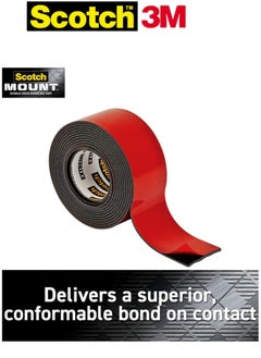 سكوتش شريط تثبيت مزدوج الجوانب 3M Scotch-Mount™ Extreme 414H - عالي التحمل، 1 بوصة × 60 بوصة (2.5 سم × 1.52 متر)، شريط إسفنجي أكريليك أسود - يحمل 30 رطلاً/13.6 كجم - داخلي/خارجي، مقاوم للطقس، لا حاجة لأي أدوات  - Image 2