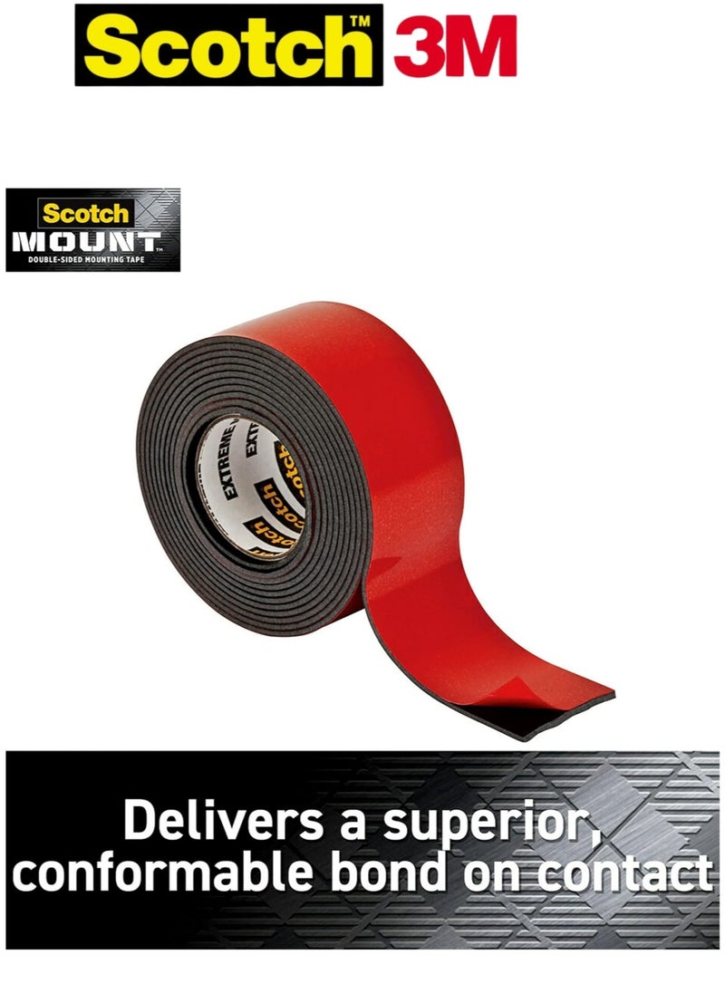 Scotch  3M Scotch-Mount™ Extreme Double-Sided Mounting Tape 414H – Heavy Duty, 1 in x 60 in (2.5 cm x 1.52 m), Black Acrylic Foam Tape – Holds 30 lbs/13.6 kg – Indoor/Outdoor, Weather Resistant, No Tools Needed  - Image 2